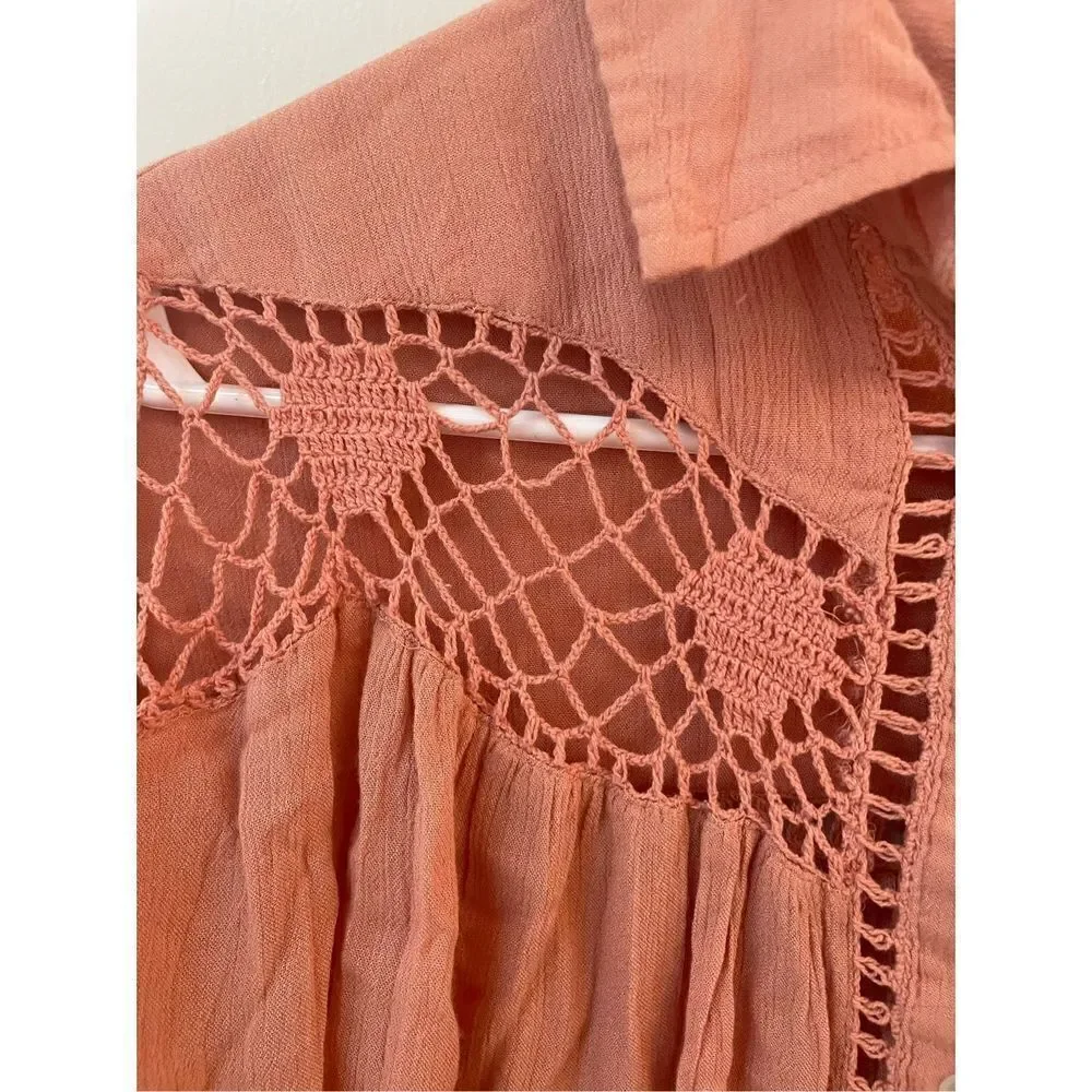 Free People Lace Crochet Top (Sz S)